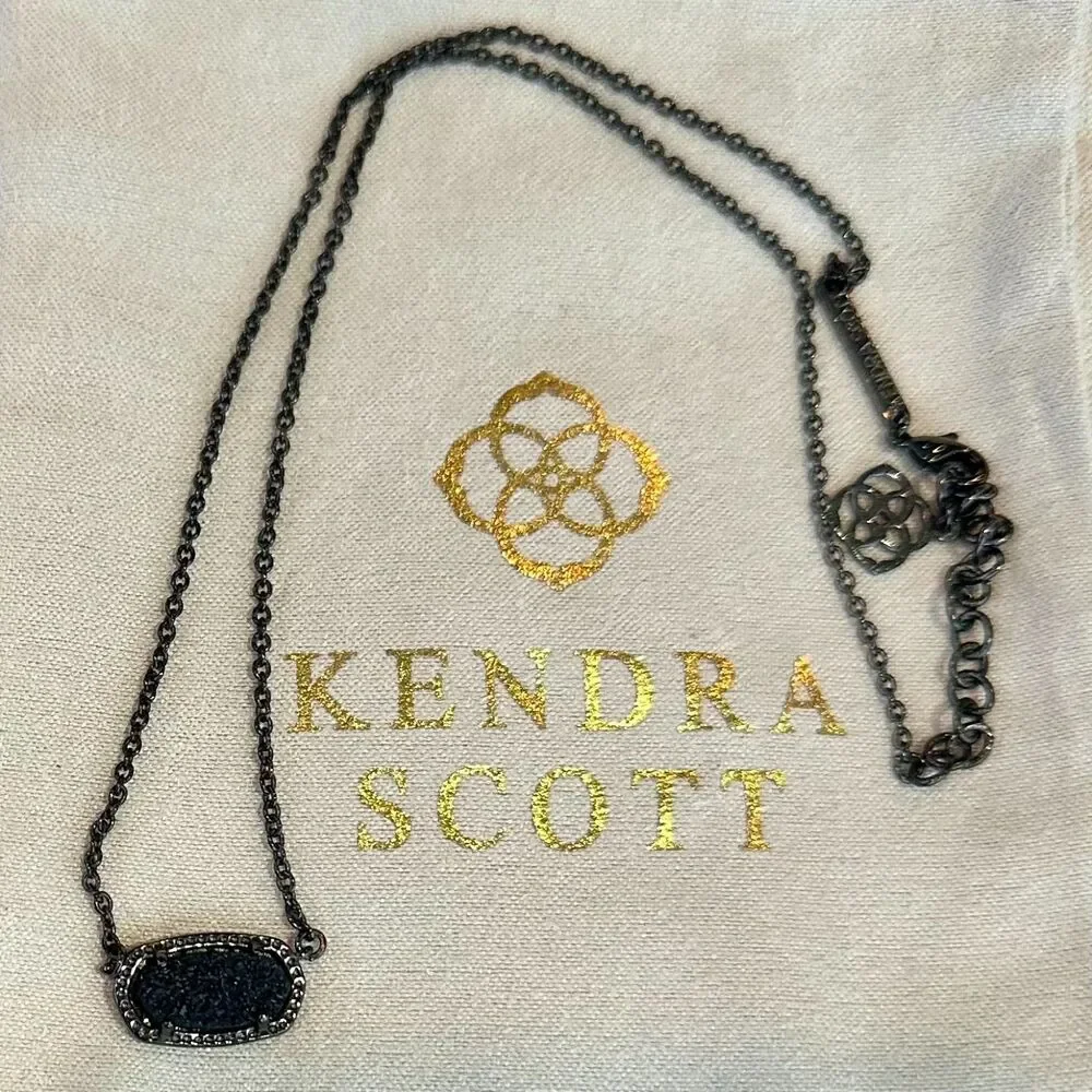 NWOT Kendra Scott “Elisa” Gunmetal Black Drusy Necklace